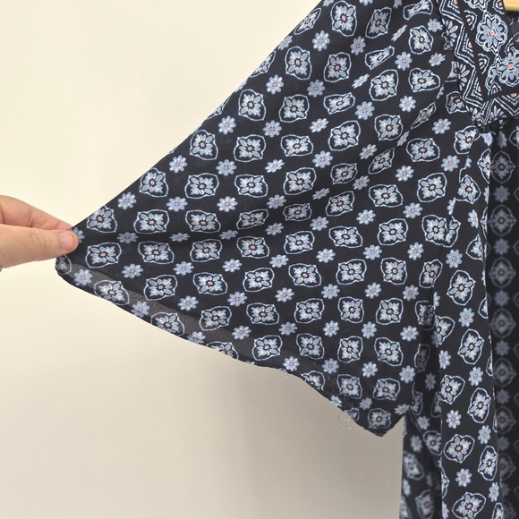 J. Jill Wearever Navy Blue Medallion Square Neck Blouse XL Travel Minimalist - Picture 5 of 11